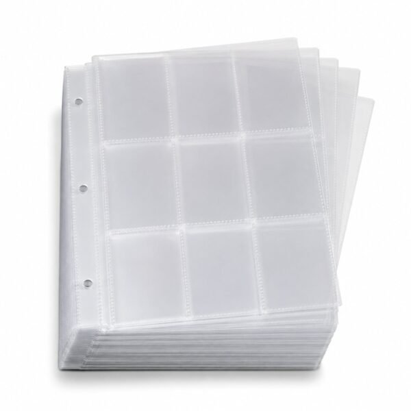 9-Pocket Card Binder Pages for Ring Binders, Clear, 50 Pack