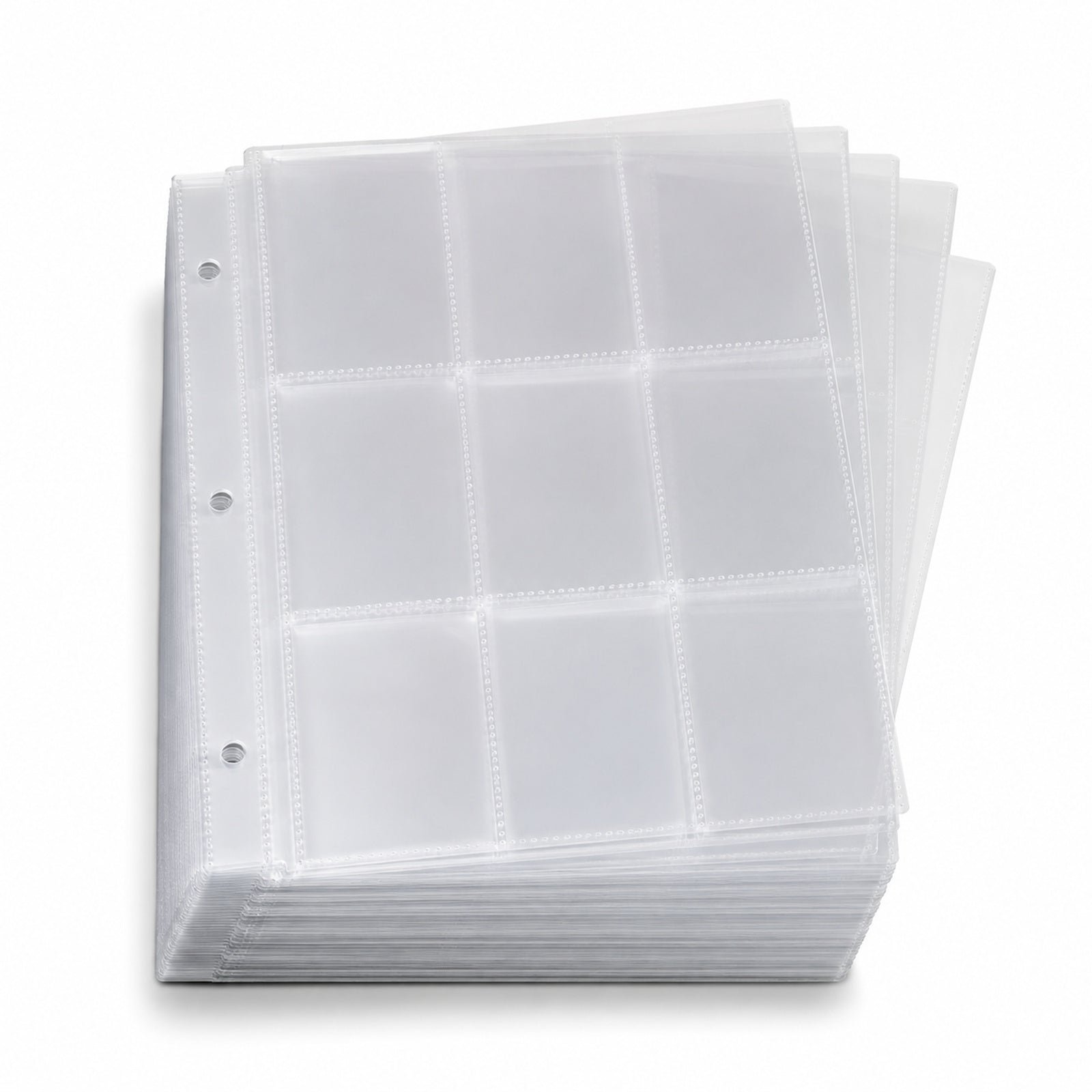 9-Pocket Card Binder Pages for Ring Binders, Clear, 50 Pack